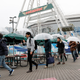 Participants make their way during an anti-missile evacuation drill in Tokyo.